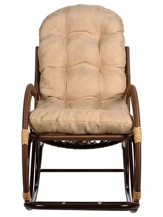 Купить кресло-качалка  с подножкой из искусственного ротанга 05/17 met какао в Омске - магазин Уютный Интерьер.  4