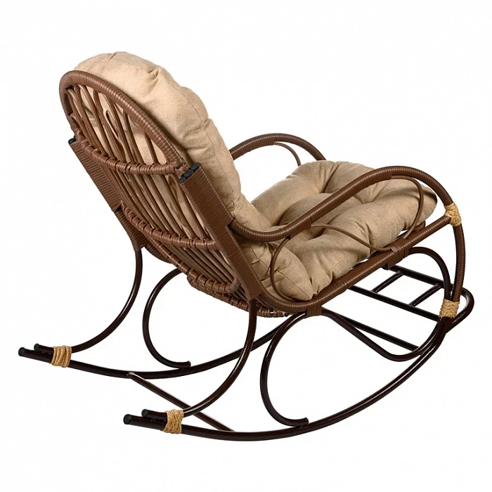 Купить кресло-качалка  с подножкой из искусственного ротанга 05/17 met какао в Омске - магазин Уютный Интерьер.  3