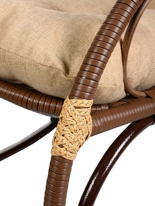 Купить кресло-качалка  с подножкой из искусственного ротанга 05/17 met какао в Омске - магазин Уютный Интерьер.  7