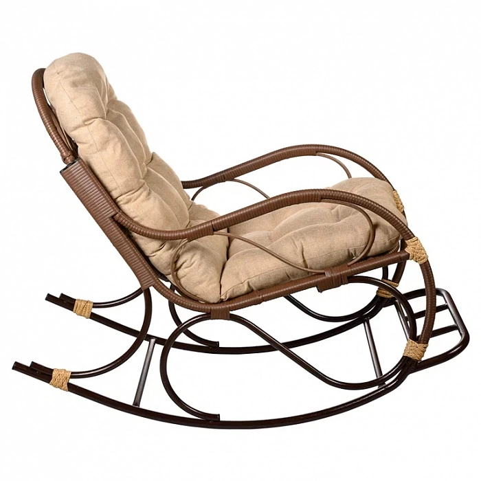 Купить кресло-качалка  с подножкой из искусственного ротанга 05/17 met какао в Омске - магазин Уютный Интерьер.  2