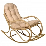 Купить кресло-качалка  с подножкой из искусственного ротанга 05/17 met бамбук в Омске - магазин Уютный Интерьер