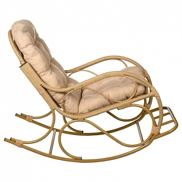 Купить кресло-качалка  с подножкой из искусственного ротанга 05/17 met бамбук в Омске - магазин Уютный Интерьер.  2