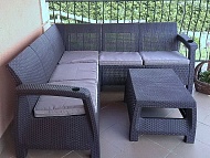 Купить угловой диван со столиком yalta corner set коричневый в Омске - магазин Уютный Интерьер