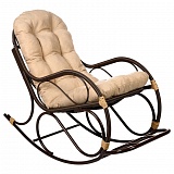 Купить кресло-качалка  с подножкой из искусственного ротанга 05/17 met орех в Омске - магазин Уютный Интерьер