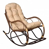 Купить кресло-качалка  с подножкой из искусственного ротанга 05/17 met какао в Омске - магазин Уютный Интерьер