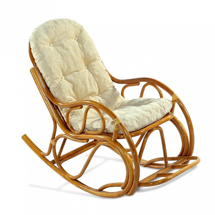 Купить кресло-качалка из ротанга "05/17" коньяк в Омске - магазин Уютный Интерьер
