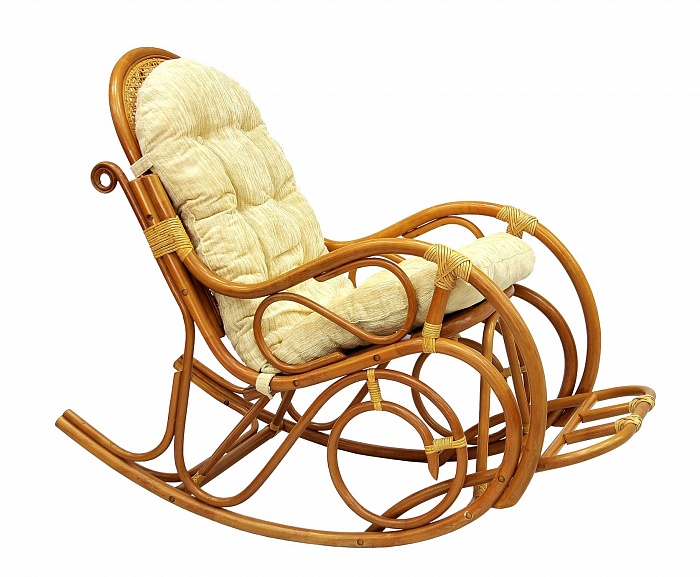 Купить кресло-качалка из натурального ротанга "05/11" коньяк в Омске - магазин Уютный Интерьер