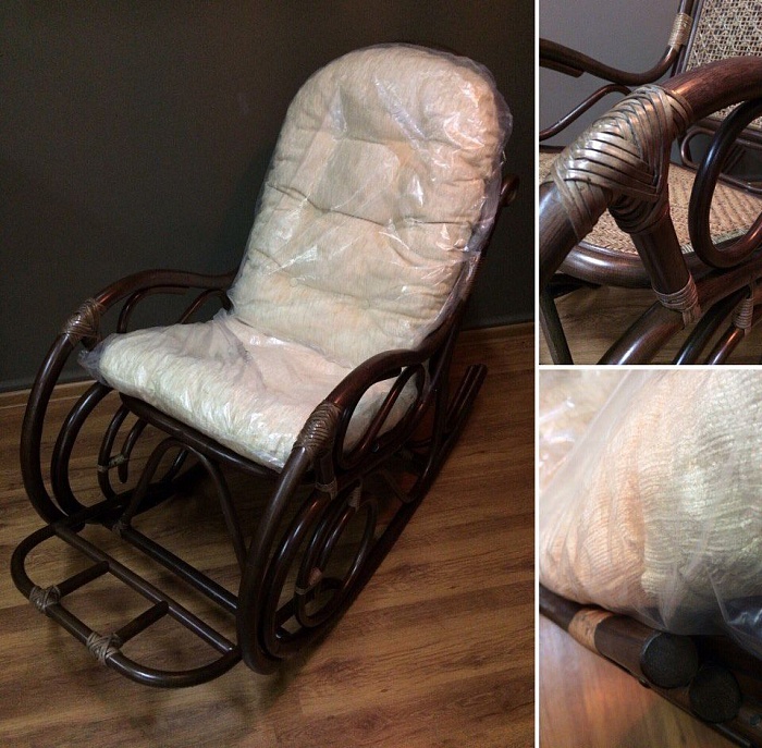 Купить кресло-качалка из ротанга "05/17" браун в Омске - магазин Уютный Интерьер.  3
