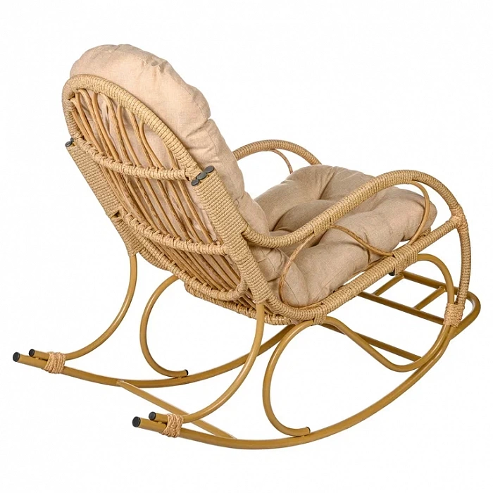 Купить кресло-качалка  с подножкой из искусственного ротанга 05/17 met бамбук в Омске - магазин Уютный Интерьер.  3