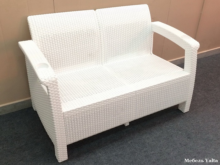 Купить двухместный диван yalta sofa 2 белый в Омске - магазин Уютный Интерьер.  3